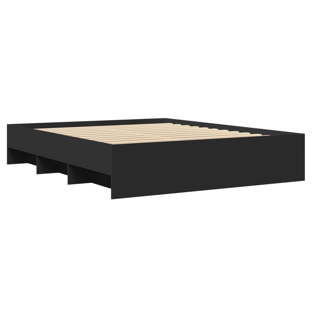 Bed Frame without Mattress Black 160x200 cm Engineered Wood