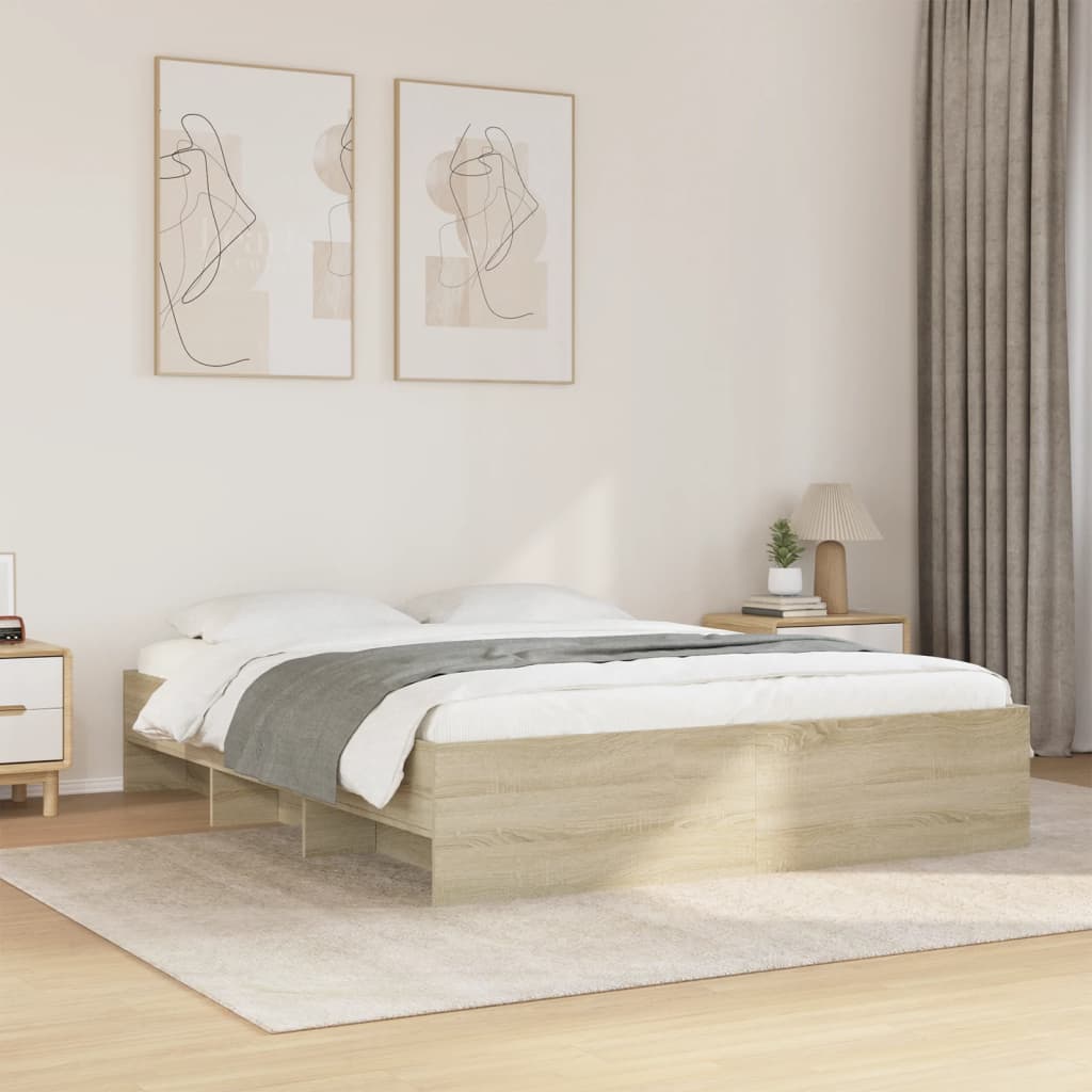 Modern Wooden Queen Size 160cm Bed Frame Base With Under Storage Space