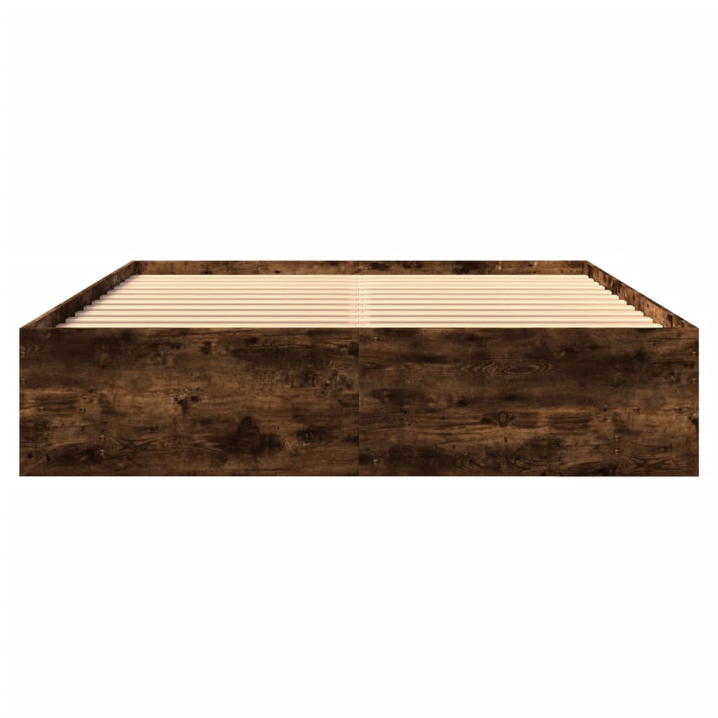 Bed Frame without Mattress Smoked Oak 160x200 cm Engineered Wood
