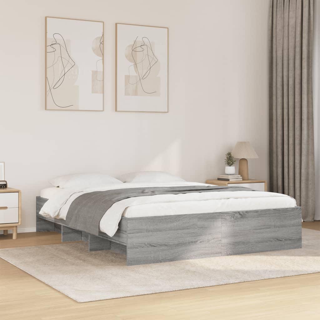 Modern Wooden Queen Size 160cm Bed Frame Base With Under Storage Space