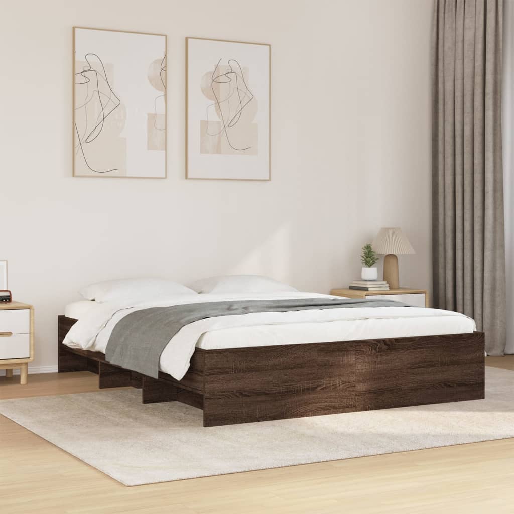 Modern Wooden Queen Size 160cm Bed Frame Base With Under Storage Space