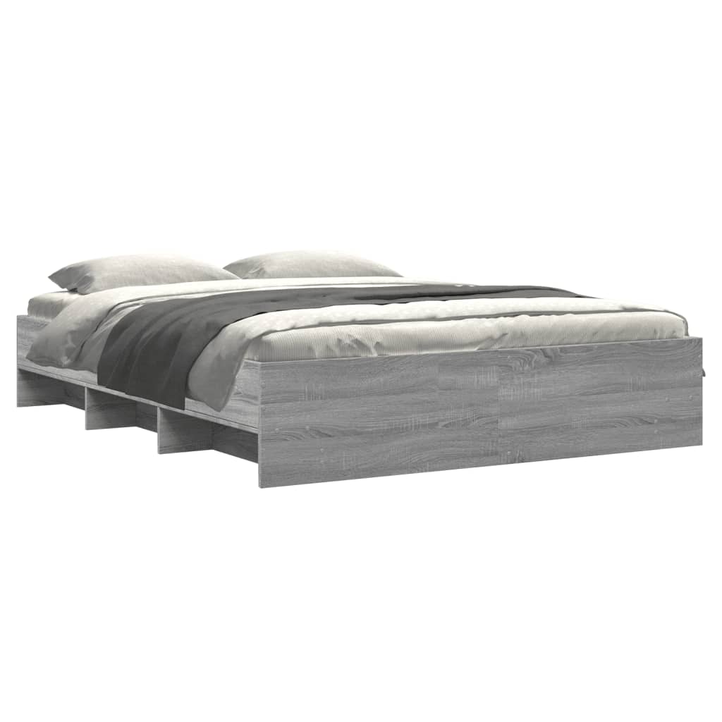 Bed Frame without Mattress Grey Sonoma 150x200 cm King Size Engineered Wood