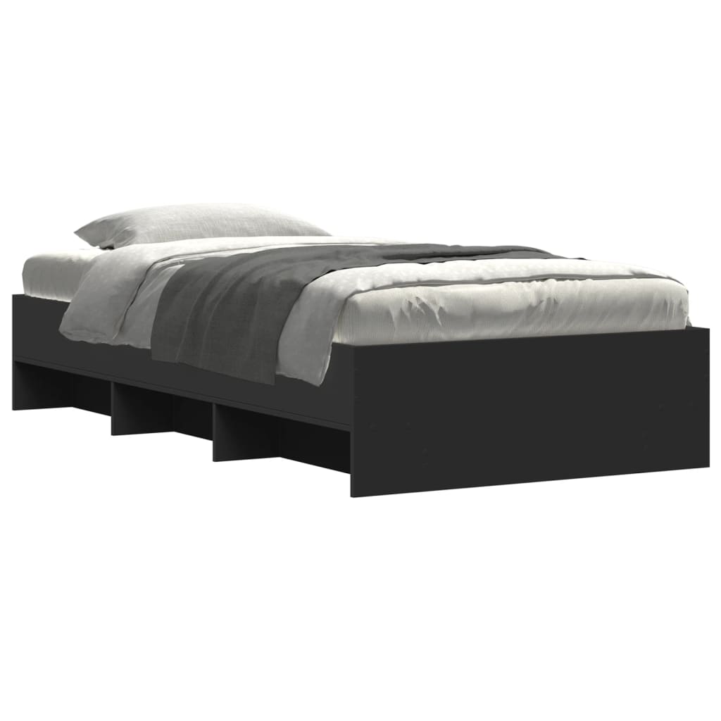 Bed Frame without Mattress Black 100x200 cm Engineered Wood