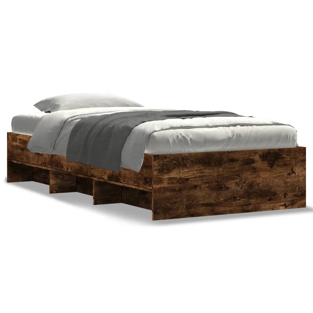 Bed Frame without Mattress Smoked Oak 100x200 cm Engineered Wood