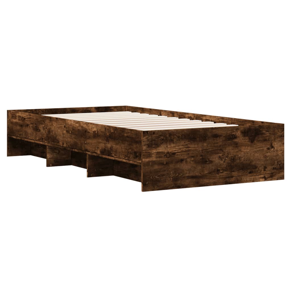 Bed Frame without Mattress Smoked Oak 100x200 cm Engineered Wood