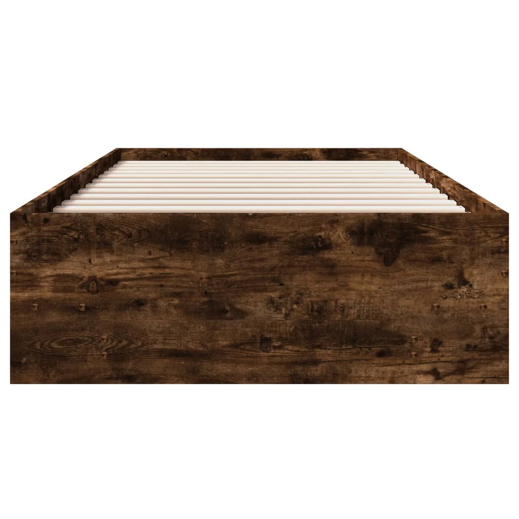 Bed Frame without Mattress Smoked Oak 100x200 cm Engineered Wood