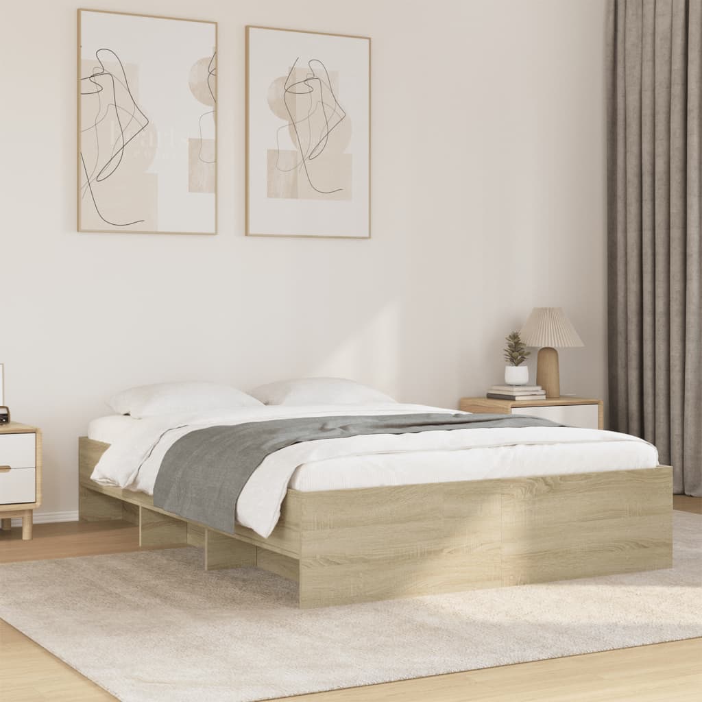 Bed Frame without Mattress Sonoma Oak 140x190 cm Engineered Wood