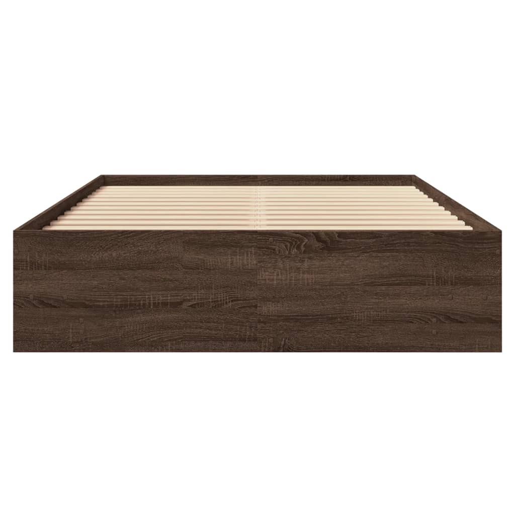 Bed Frame without Mattress Brown Oak 140x190 cm Engineered Wood