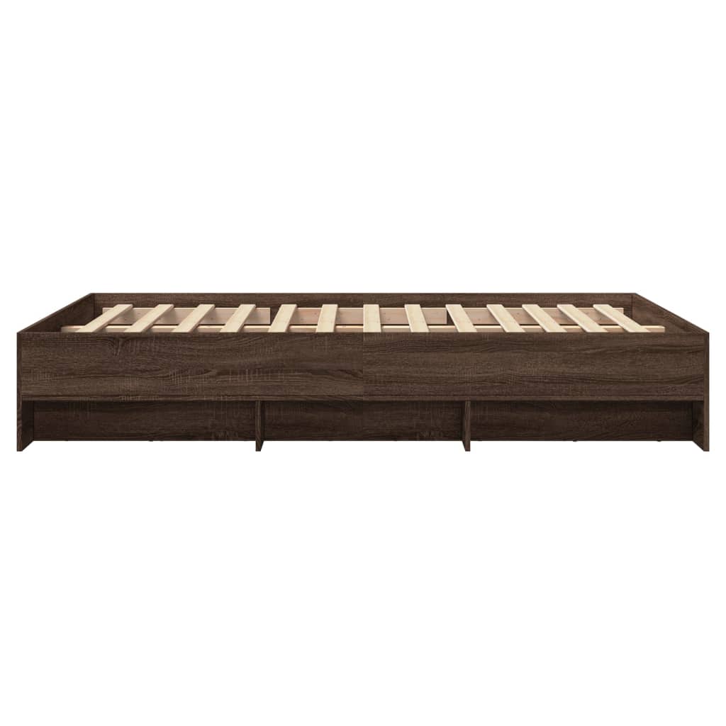 Bed Frame without Mattress Brown Oak 140x190 cm Engineered Wood