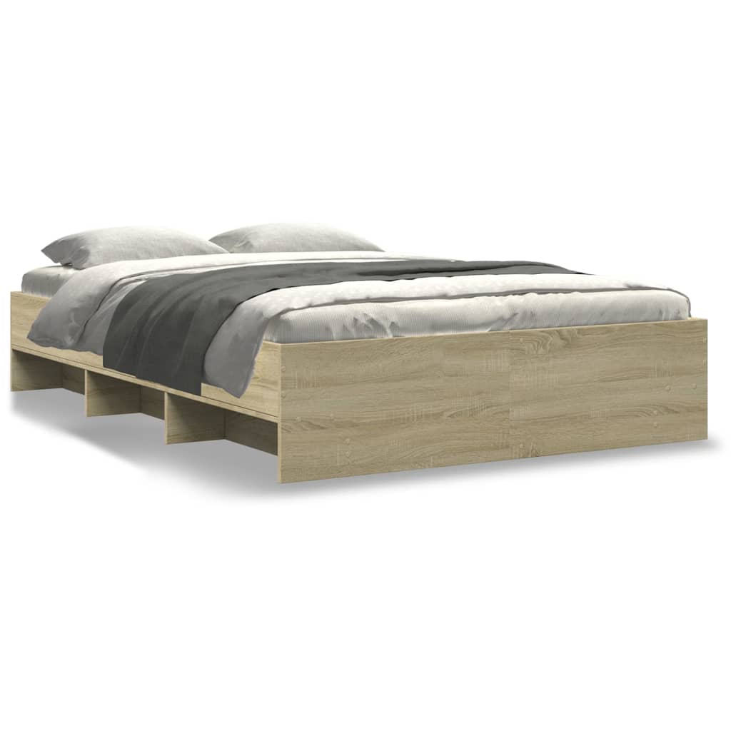 Modern Woden Double Size 135cm Bed Frame Base With Under Storage Space Wood