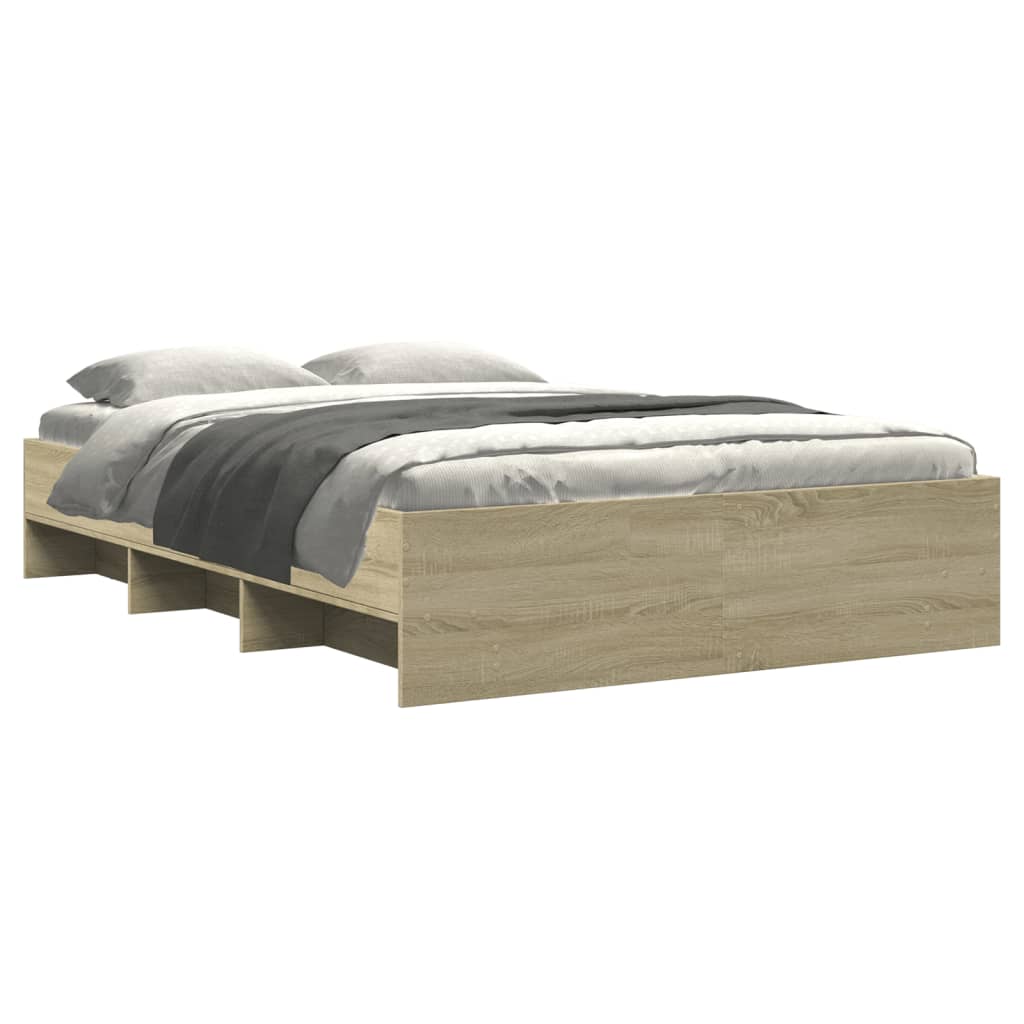 Modern Woden Double Size 135cm Bed Frame Base With Under Storage Space Wood