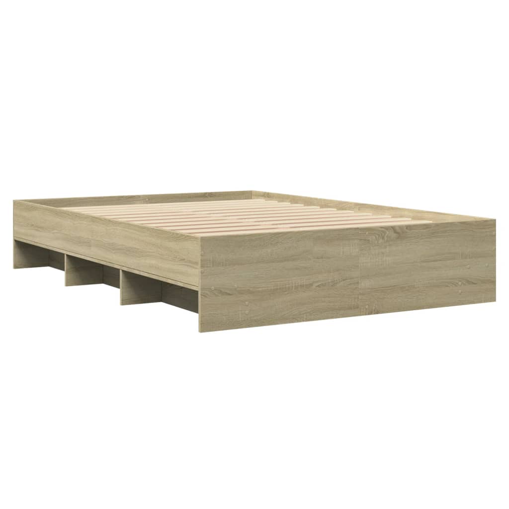 Modern Woden Double Size 135cm Bed Frame Base With Under Storage Space Wood