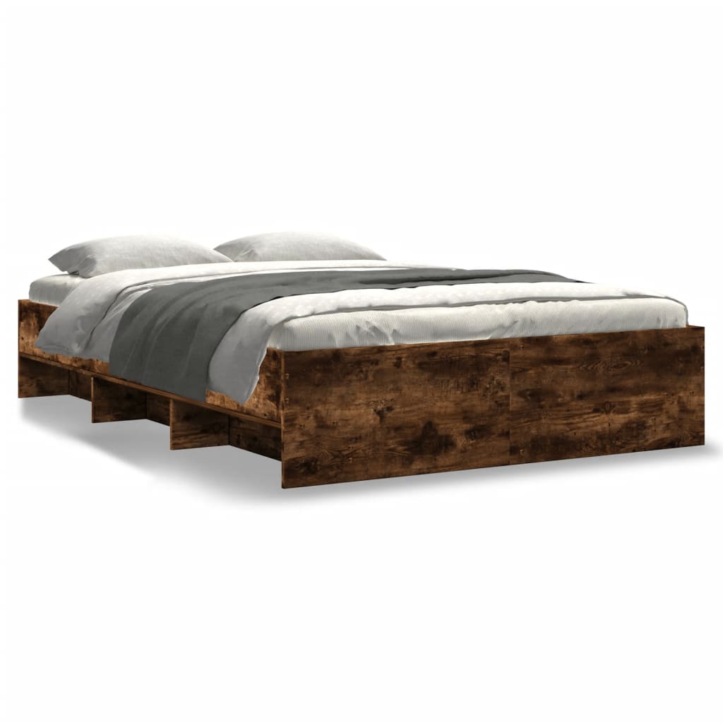 Modern Woden Double Size 135cm Bed Frame Base With Under Storage Space Wood