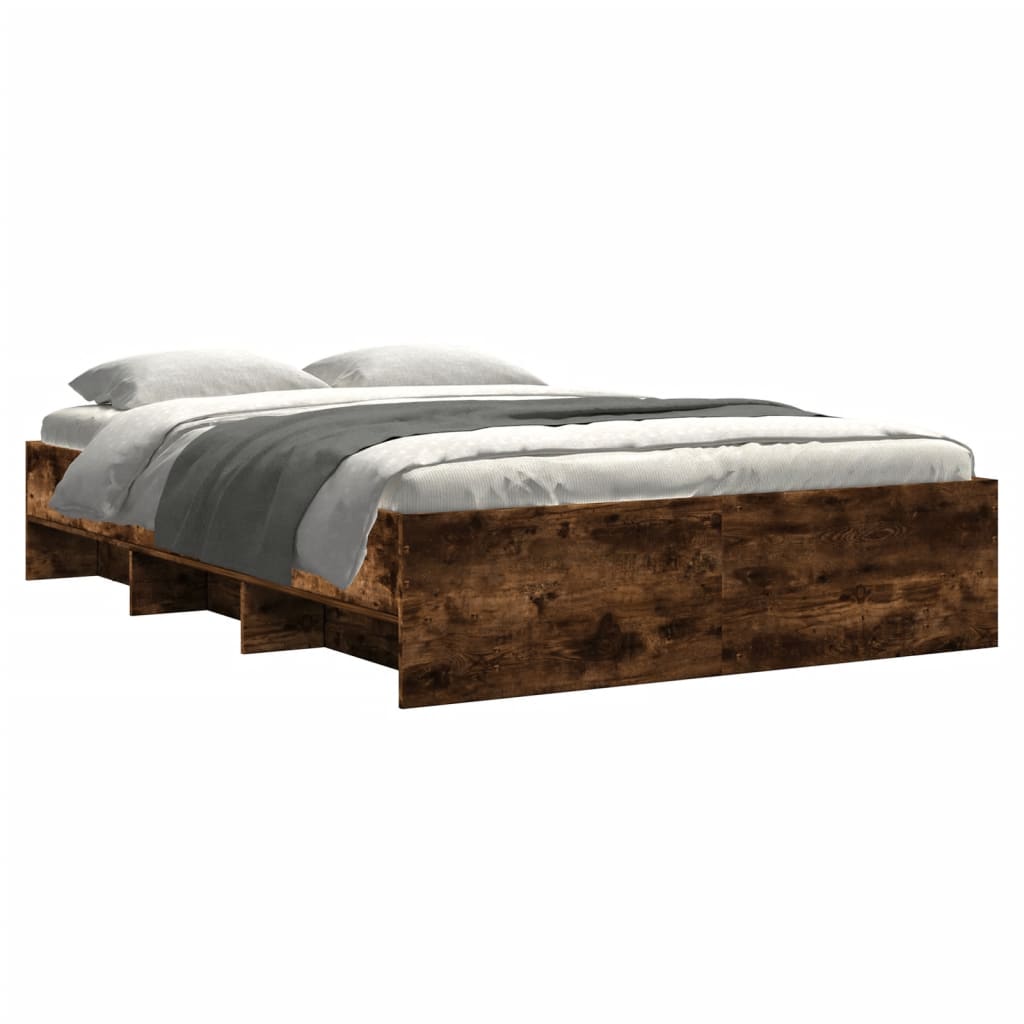 Modern Woden Double Size 135cm Bed Frame Base With Under Storage Space Wood