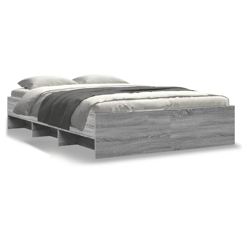 Modern Woden Double Size 135cm Bed Frame Base With Under Storage Space Wood