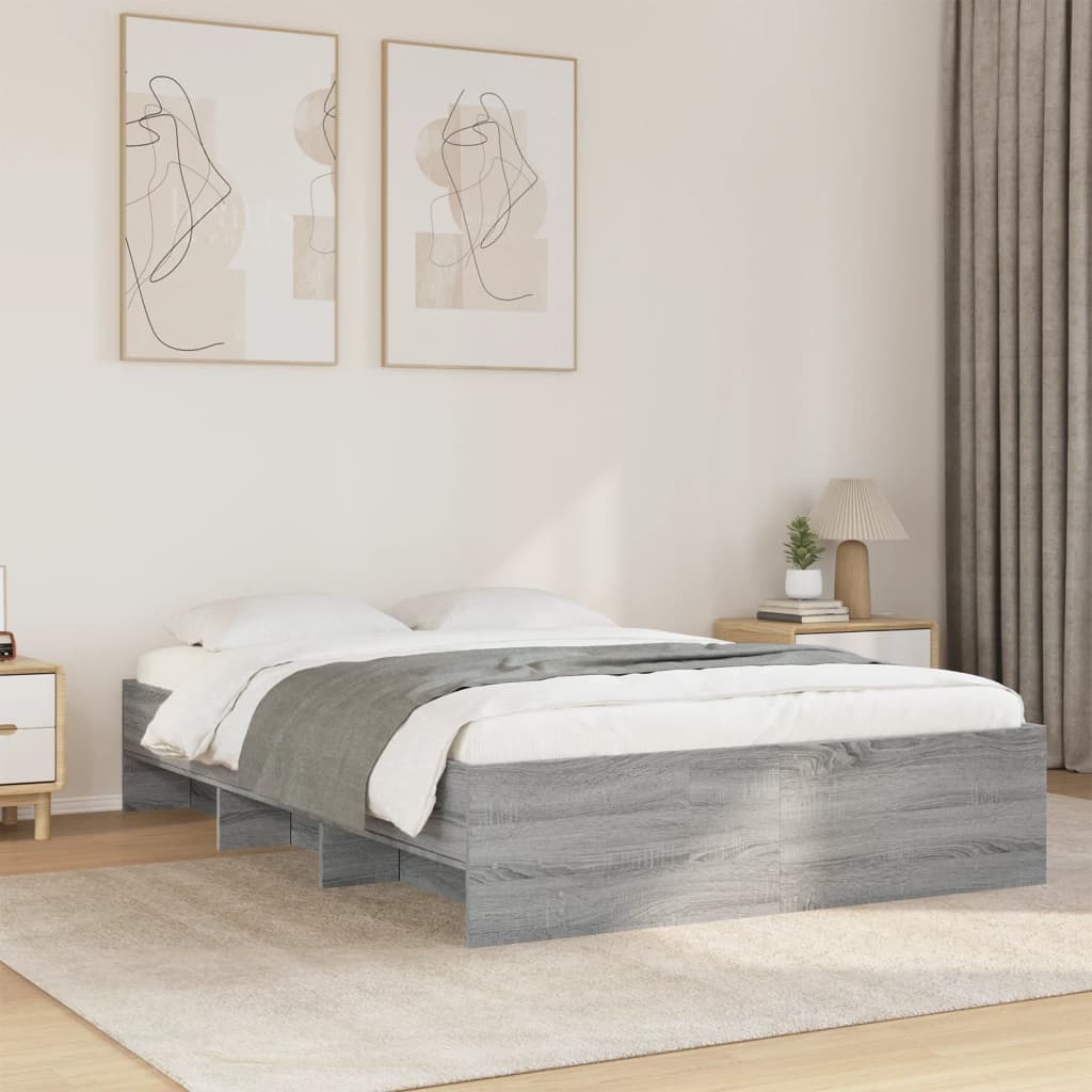 Modern Woden Double Size 135cm Bed Frame Base With Under Storage Space Wood