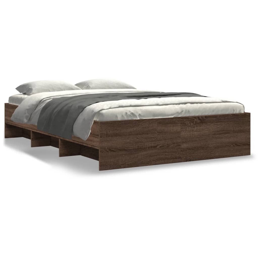 Modern Woden Double Size 135cm Bed Frame Base With Under Storage Space Wood