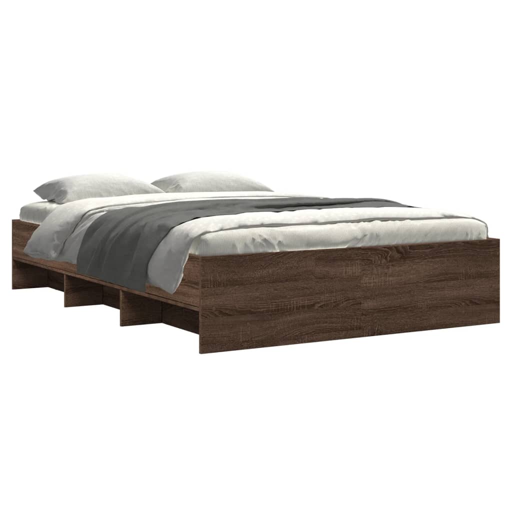 Modern Woden Double Size 135cm Bed Frame Base With Under Storage Space Wood
