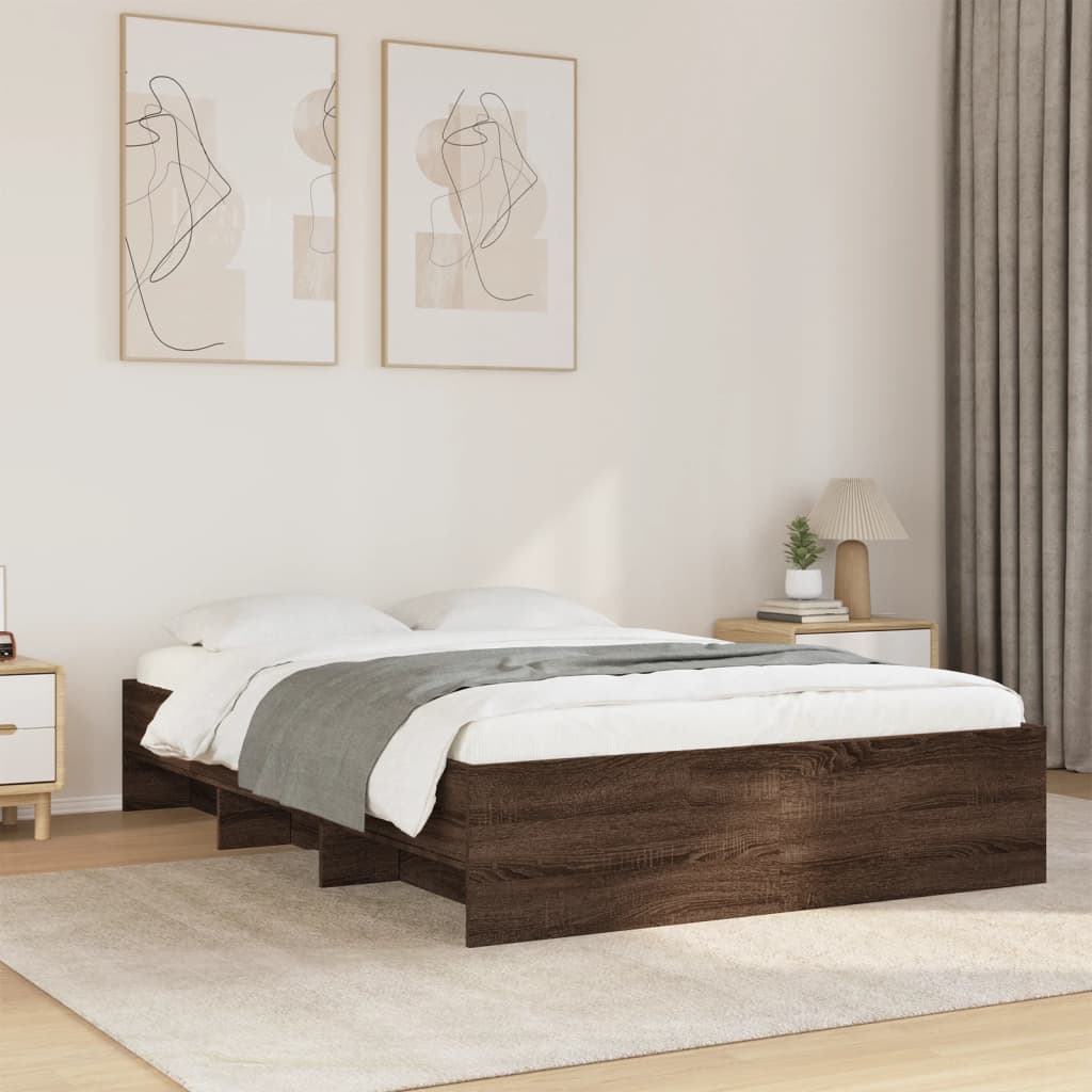 Modern Woden Double Size 135cm Bed Frame Base With Under Storage Space Wood