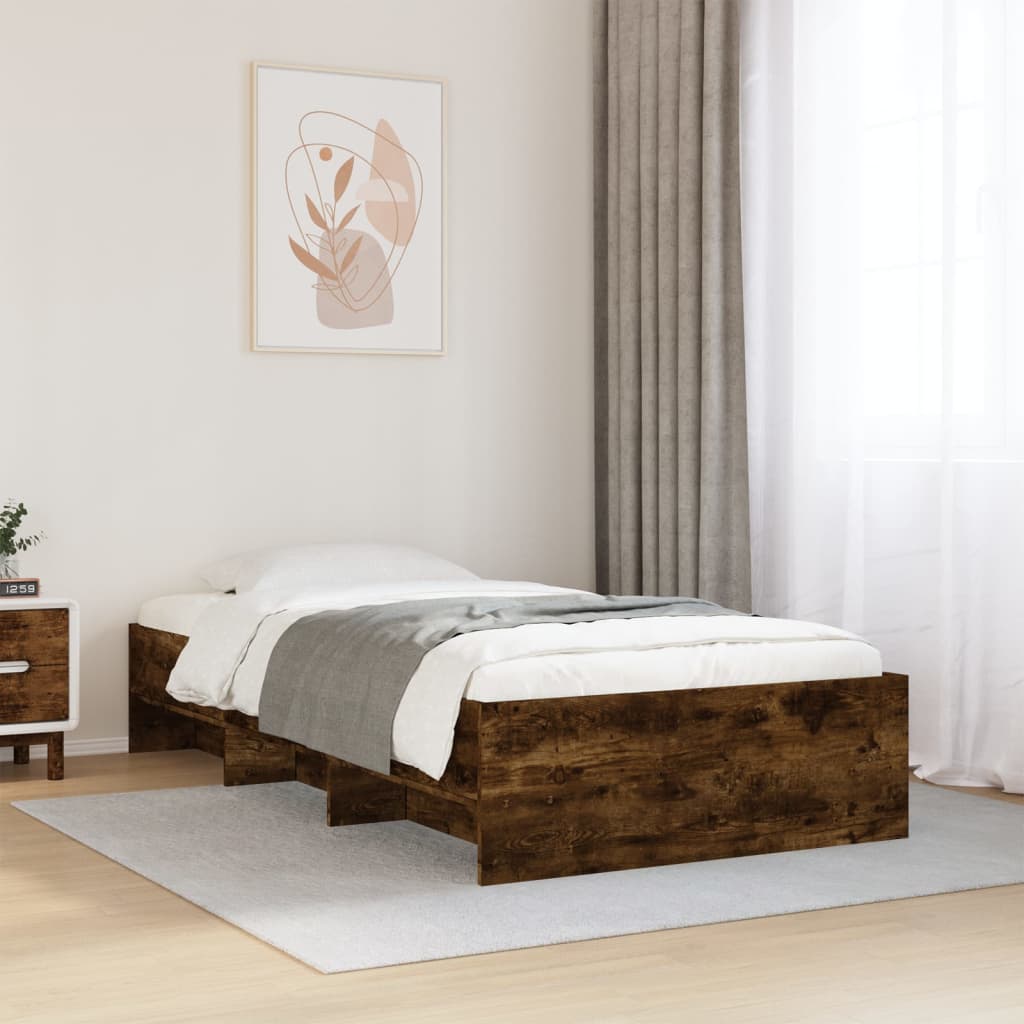Modern Wooden Single Size 90cm Bed Frame Base With Under Storage Space