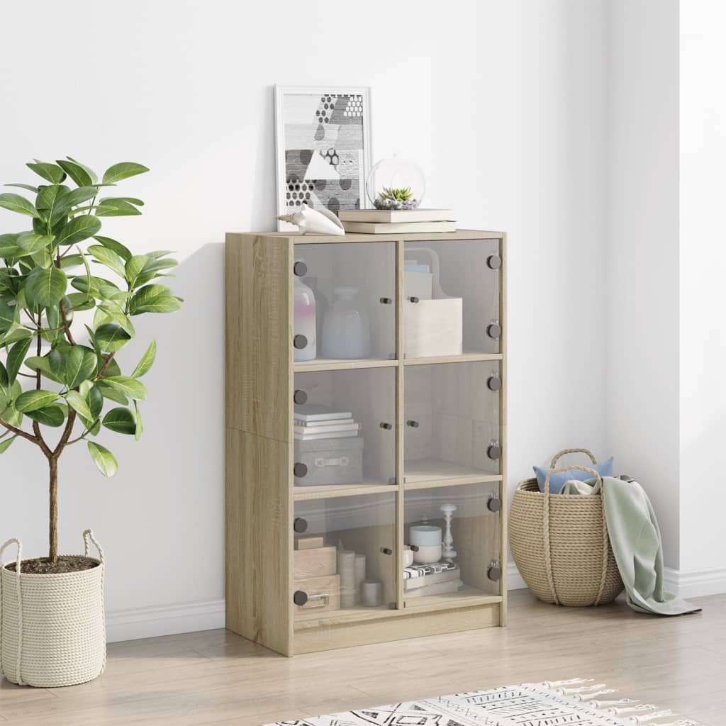 Highboard with Doors Sonoma Oak 68x37x109 cm Engineered Wood
