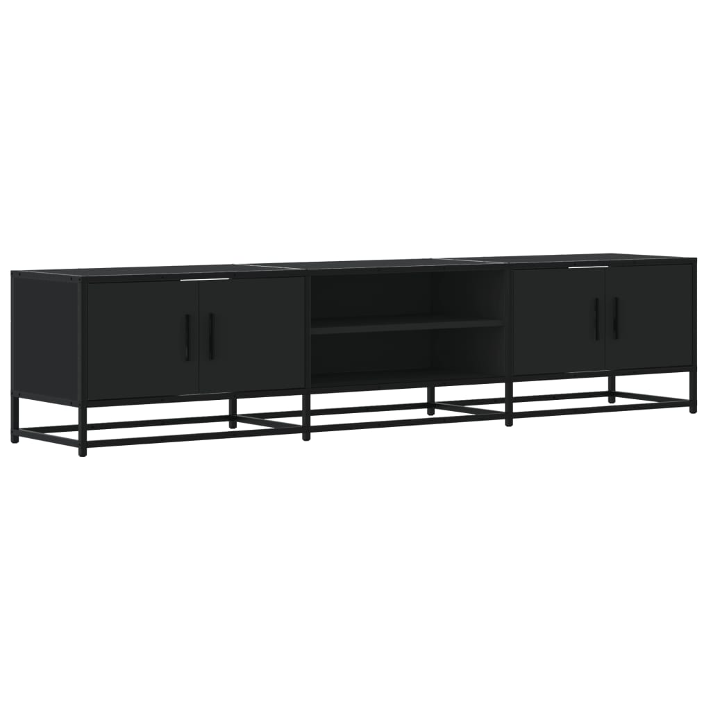 Industrial Wooden 70 Inch TV Tele Stand Unit Cabinet With 4 Doors & Open Storage