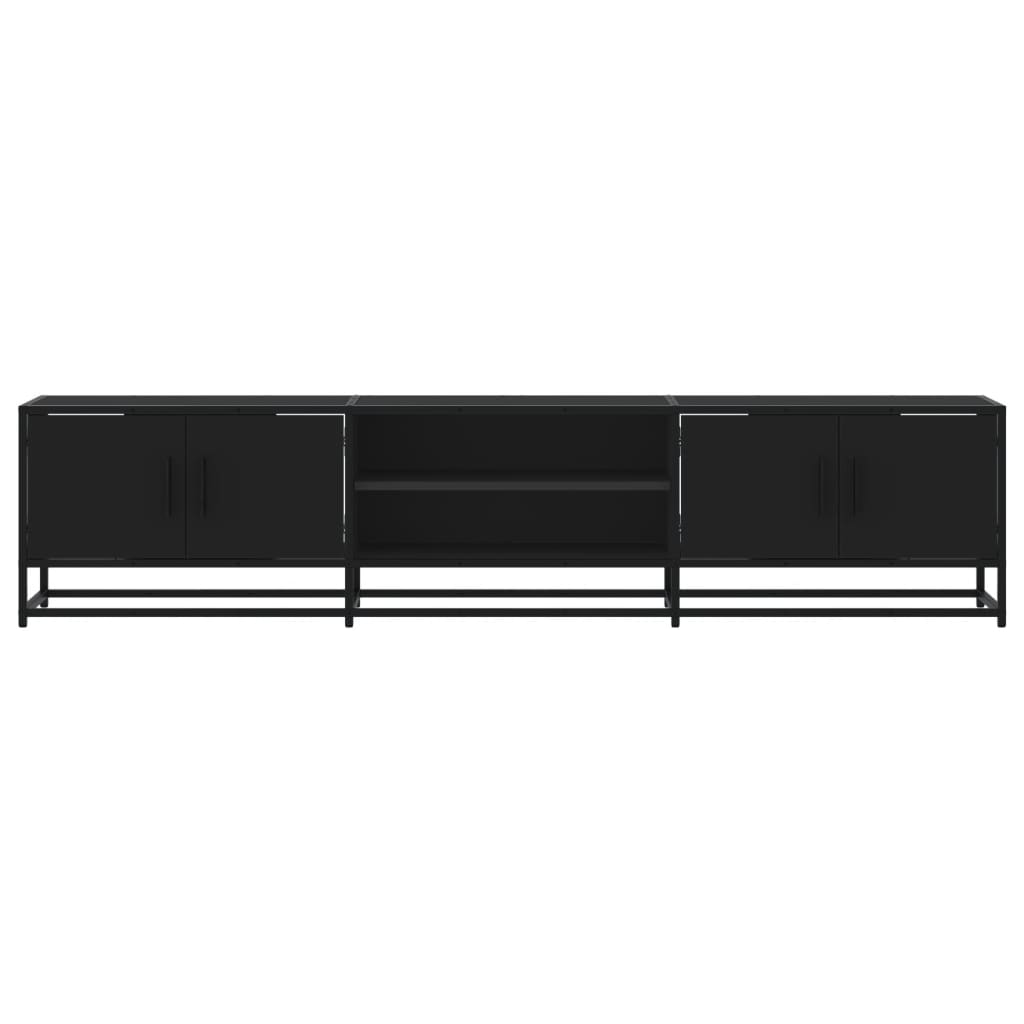 Industrial Wooden 70 Inch TV Tele Stand Unit Cabinet With 4 Doors & Open Storage