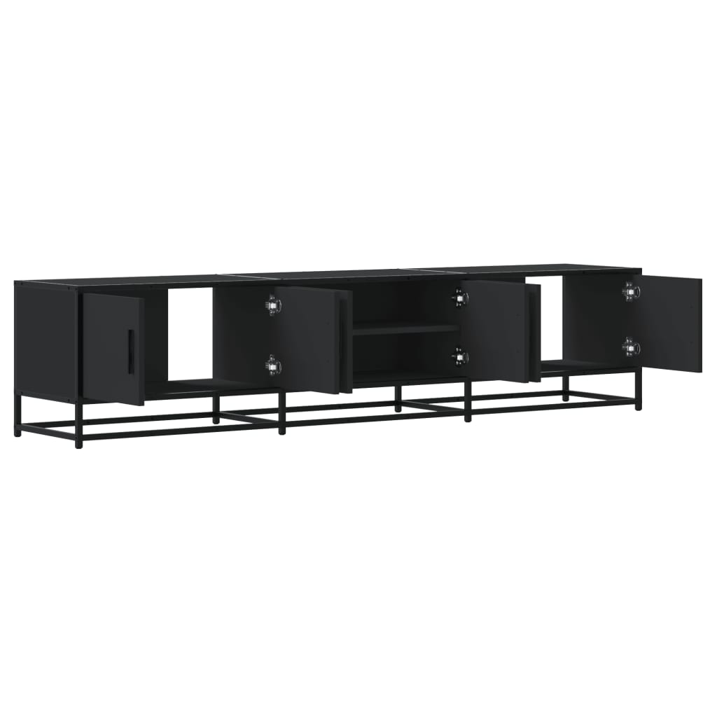 Industrial Wooden 70 Inch TV Tele Stand Unit Cabinet With 4 Doors & Open Storage