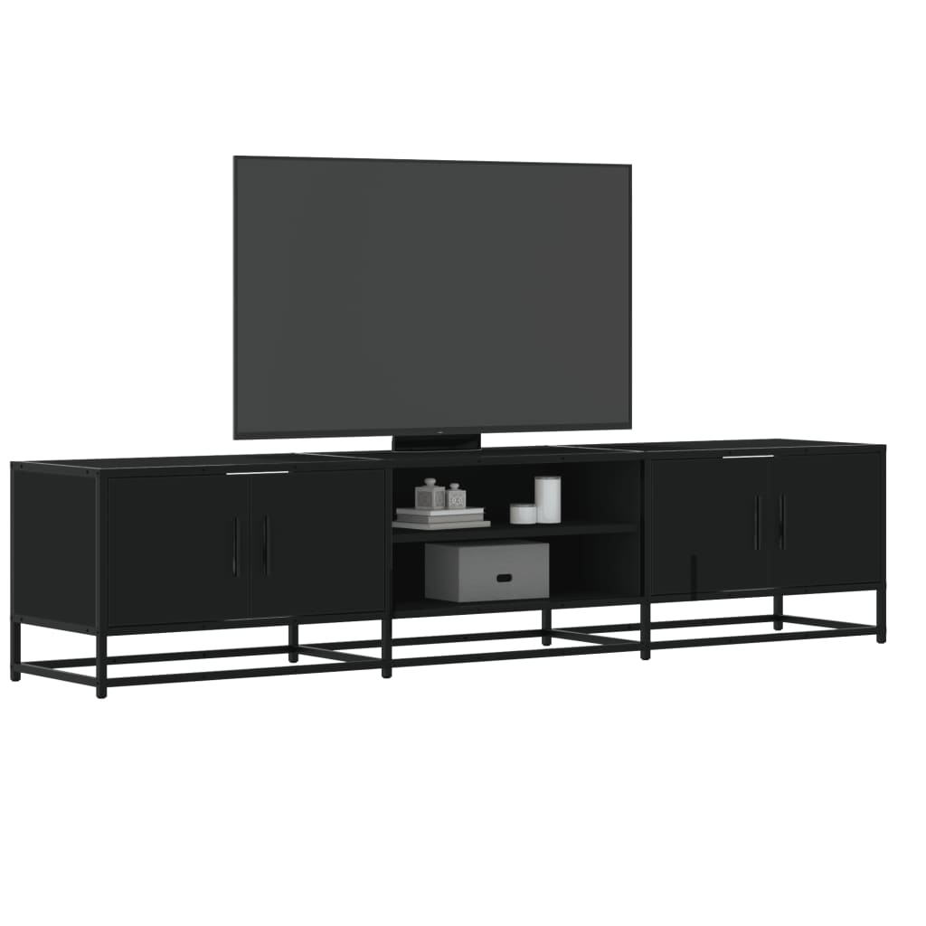 Industrial Wooden 70 Inch TV Tele Stand Unit Cabinet With 4 Doors & Open Storage