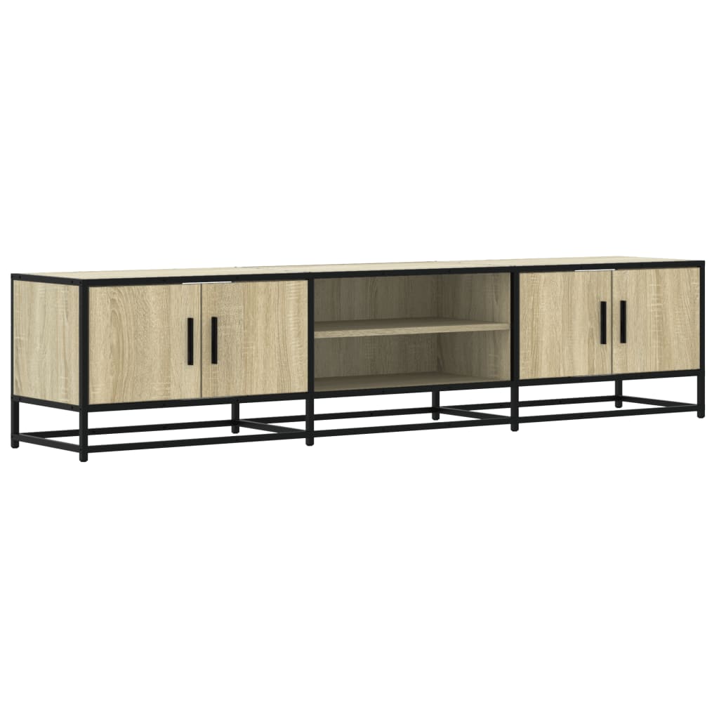Industrial Wooden 70 Inch TV Tele Stand Unit Cabinet With 4 Doors & Open Storage