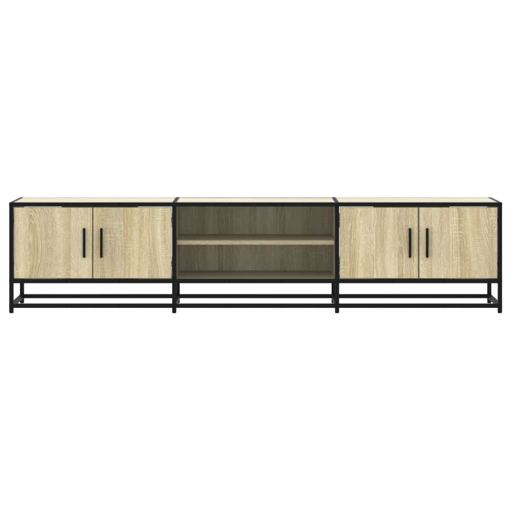 Industrial Wooden 70 Inch TV Tele Stand Unit Cabinet With 4 Doors & Open Storage