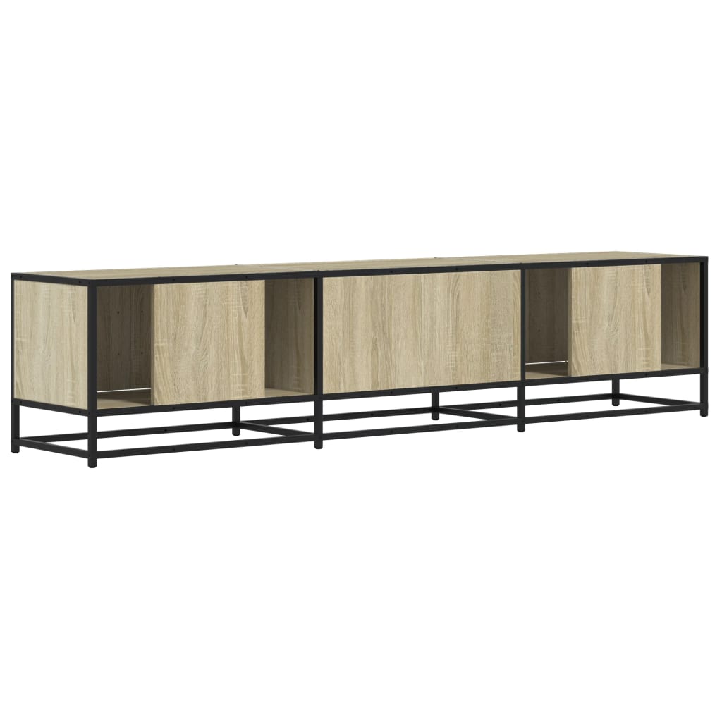 Industrial Wooden 70 Inch TV Tele Stand Unit Cabinet With 4 Doors & Open Storage