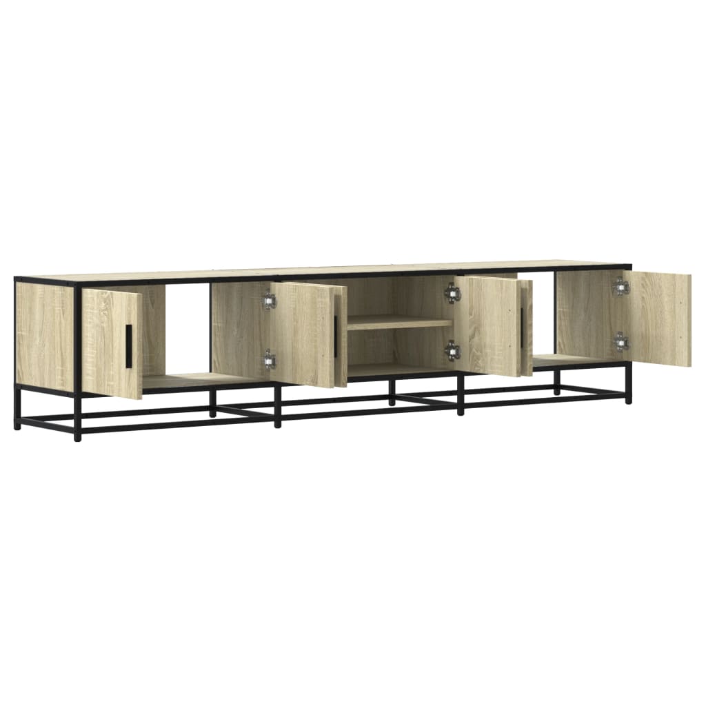 Industrial Wooden 70 Inch TV Tele Stand Unit Cabinet With 4 Doors & Open Storage