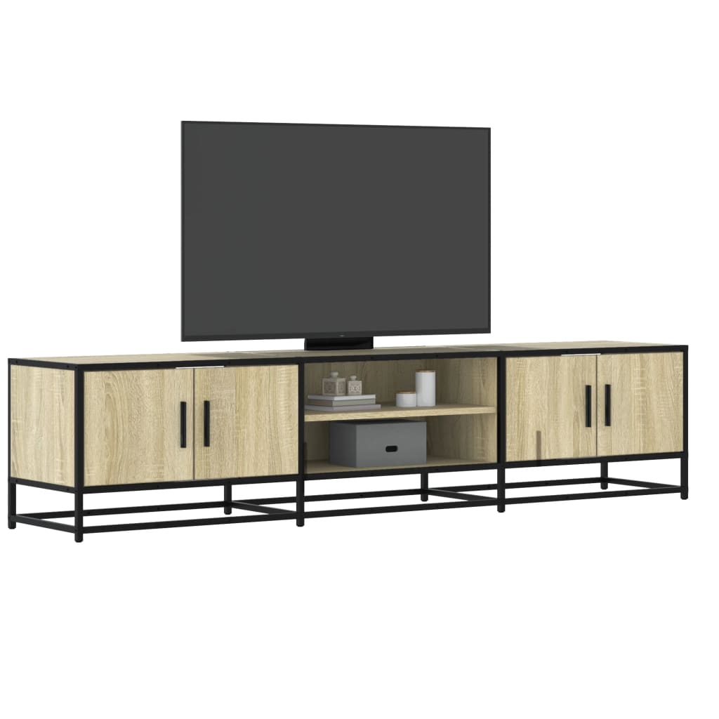 Industrial Wooden 70 Inch TV Tele Stand Unit Cabinet With 4 Doors & Open Storage