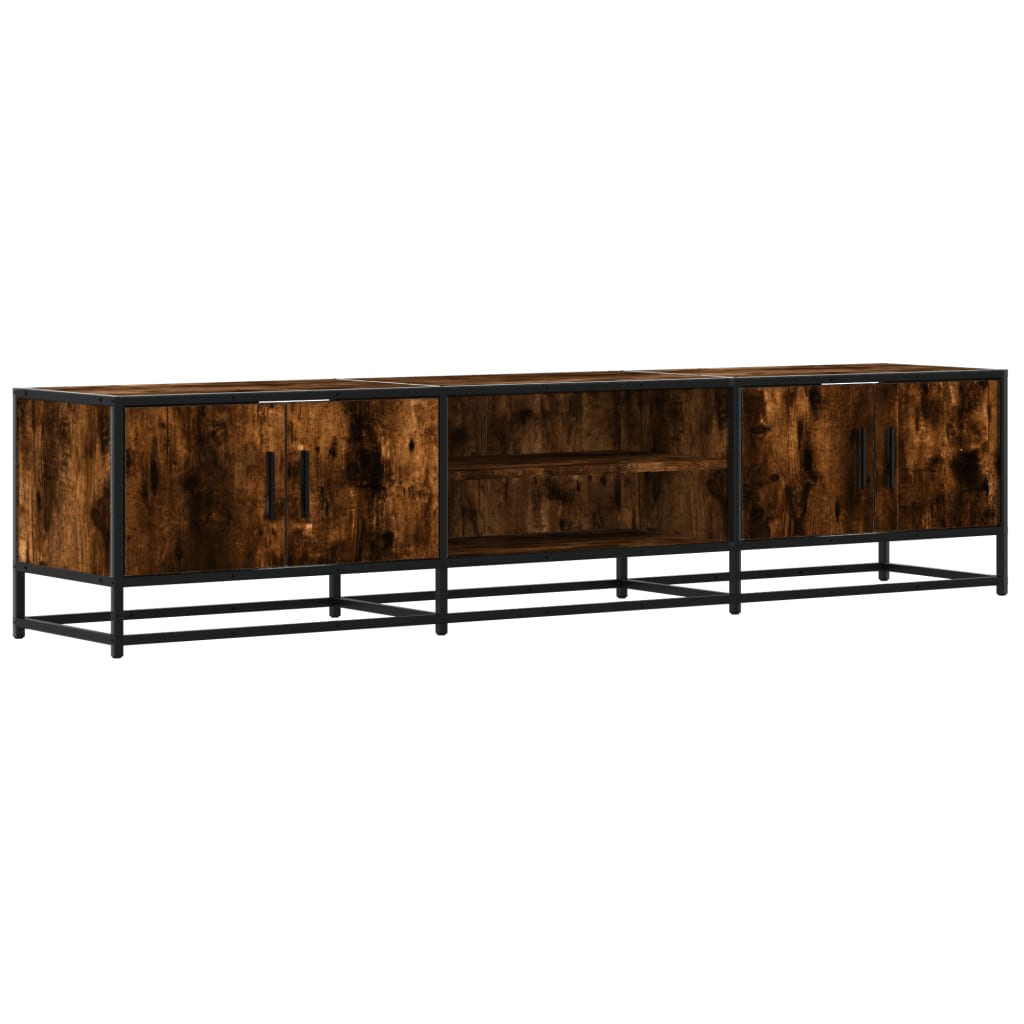 Industrial Wooden 70 Inch TV Tele Stand Unit Cabinet With 4 Doors & Open Storage