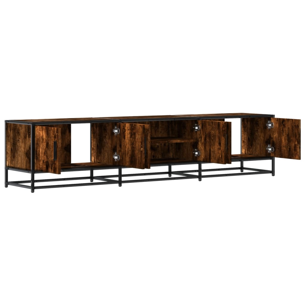 Industrial Wooden 70 Inch TV Tele Stand Unit Cabinet With 4 Doors & Open Storage