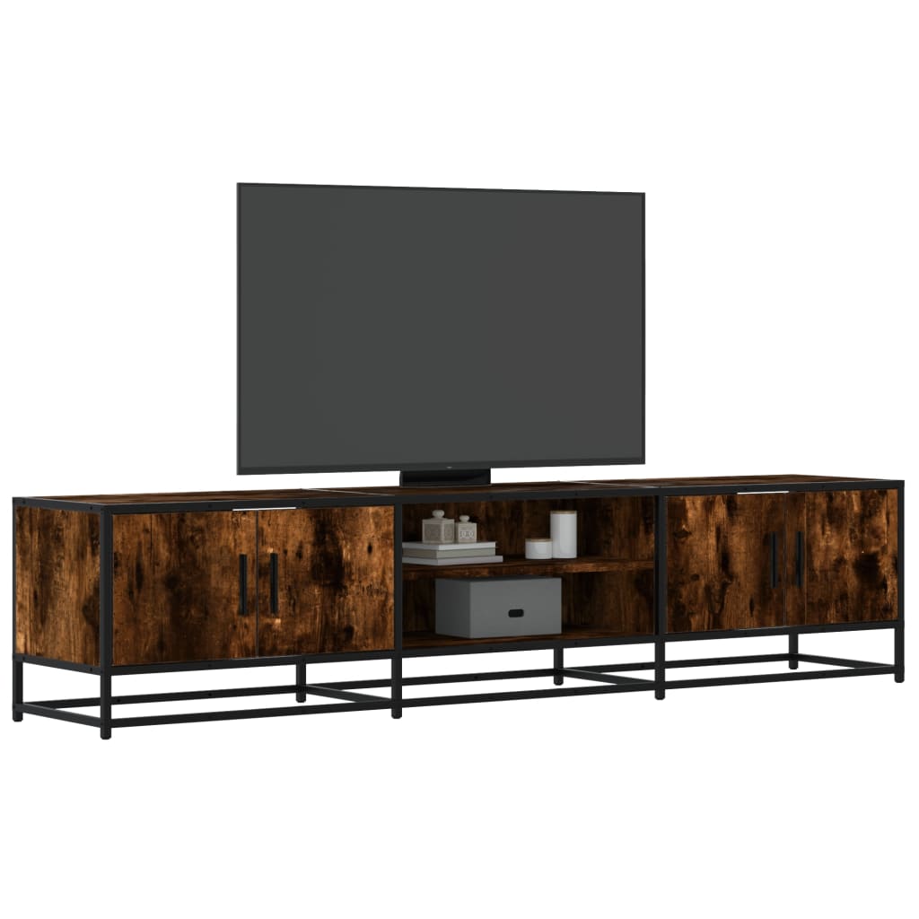 Industrial Wooden 70 Inch TV Tele Stand Unit Cabinet With 4 Doors & Open Storage