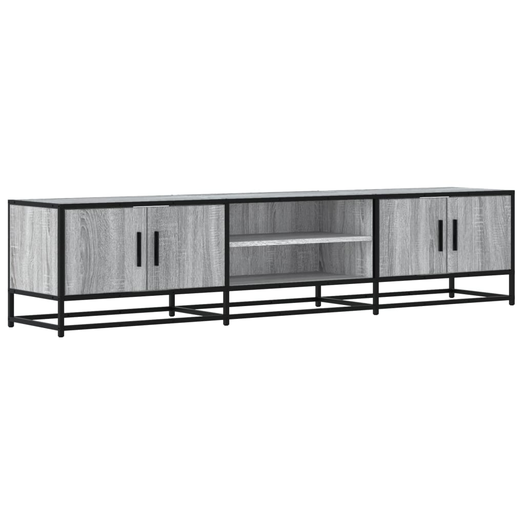 Industrial Wooden 70 Inch TV Tele Stand Unit Cabinet With 4 Doors & Open Storage
