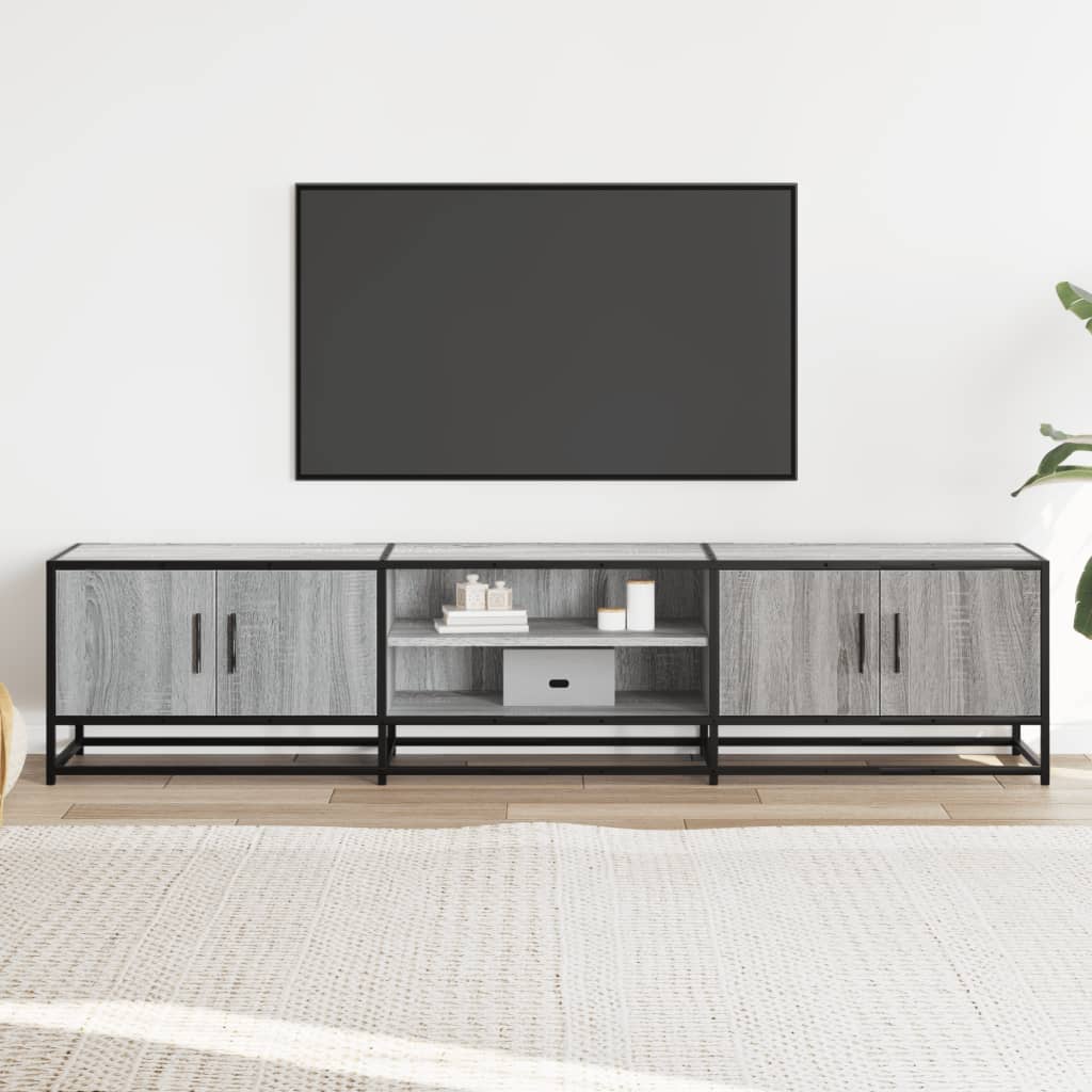 Industrial Wooden 70 Inch TV Tele Stand Unit Cabinet With 4 Doors & Open Storage