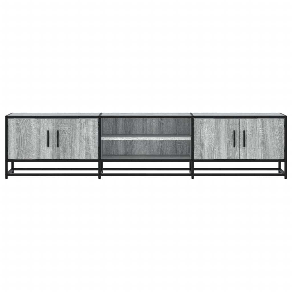 Industrial Wooden 70 Inch TV Tele Stand Unit Cabinet With 4 Doors & Open Storage