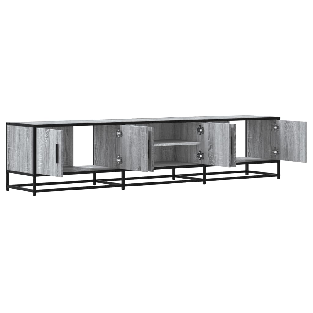 Industrial Wooden 70 Inch TV Tele Stand Unit Cabinet With 4 Doors & Open Storage