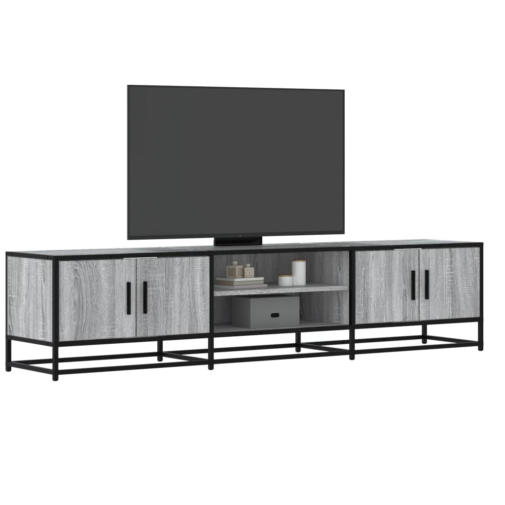 Industrial Wooden 70 Inch TV Tele Stand Unit Cabinet With 4 Doors & Open Storage