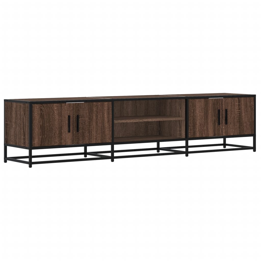 Industrial Wooden 70 Inch TV Tele Stand Unit Cabinet With 4 Doors & Open Storage