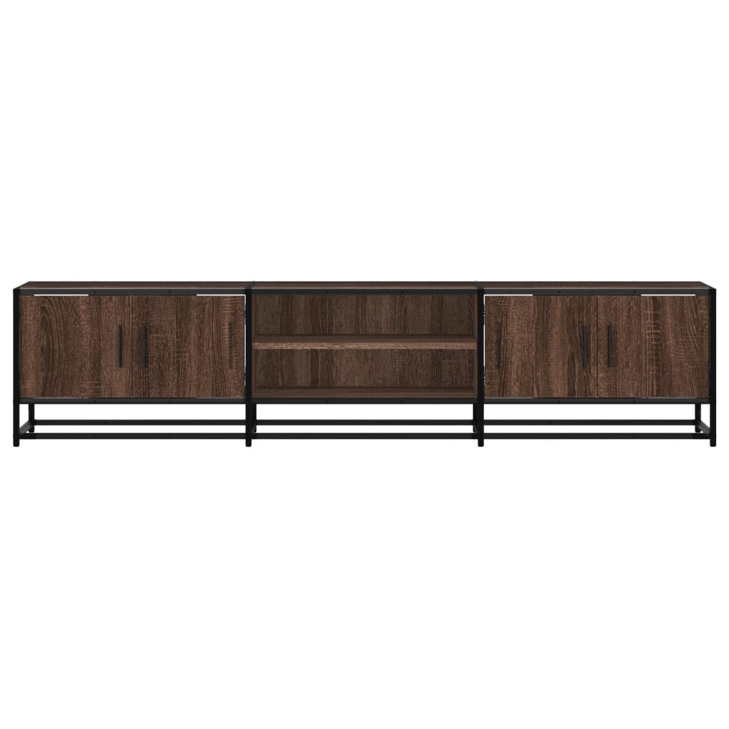 Industrial Wooden 70 Inch TV Tele Stand Unit Cabinet With 4 Doors & Open Storage