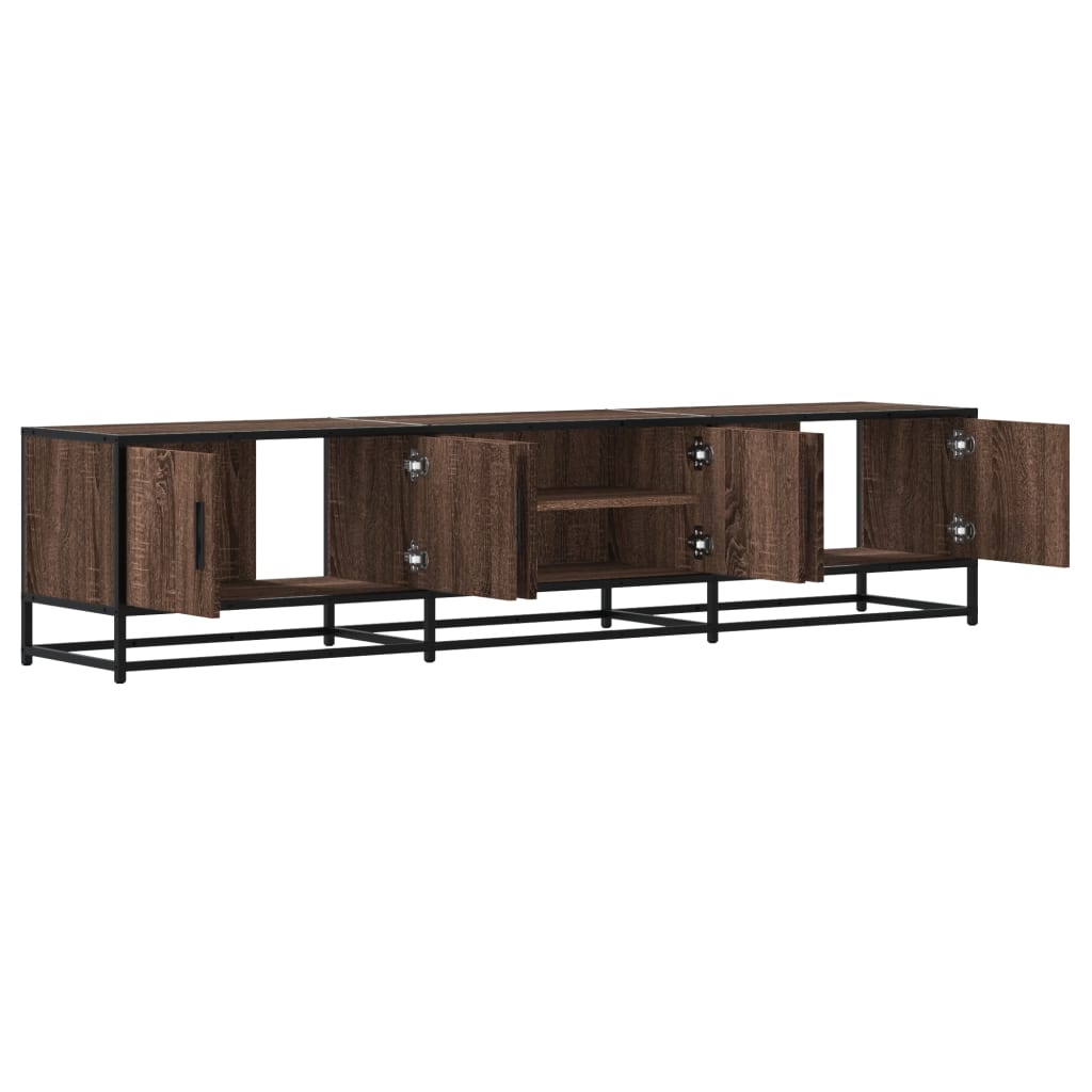 Industrial Wooden 70 Inch TV Tele Stand Unit Cabinet With 4 Doors & Open Storage