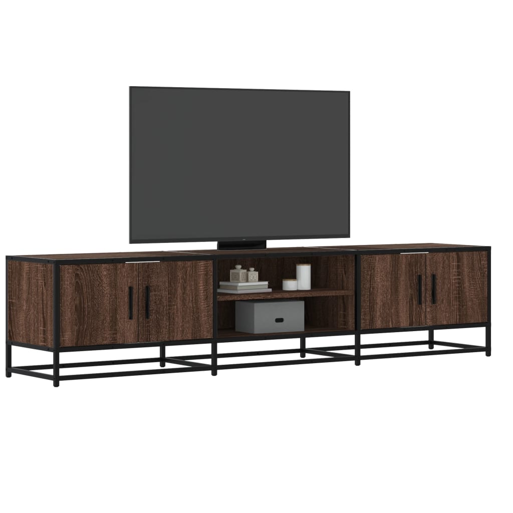 Industrial Wooden 70 Inch TV Tele Stand Unit Cabinet With 4 Doors & Open Storage
