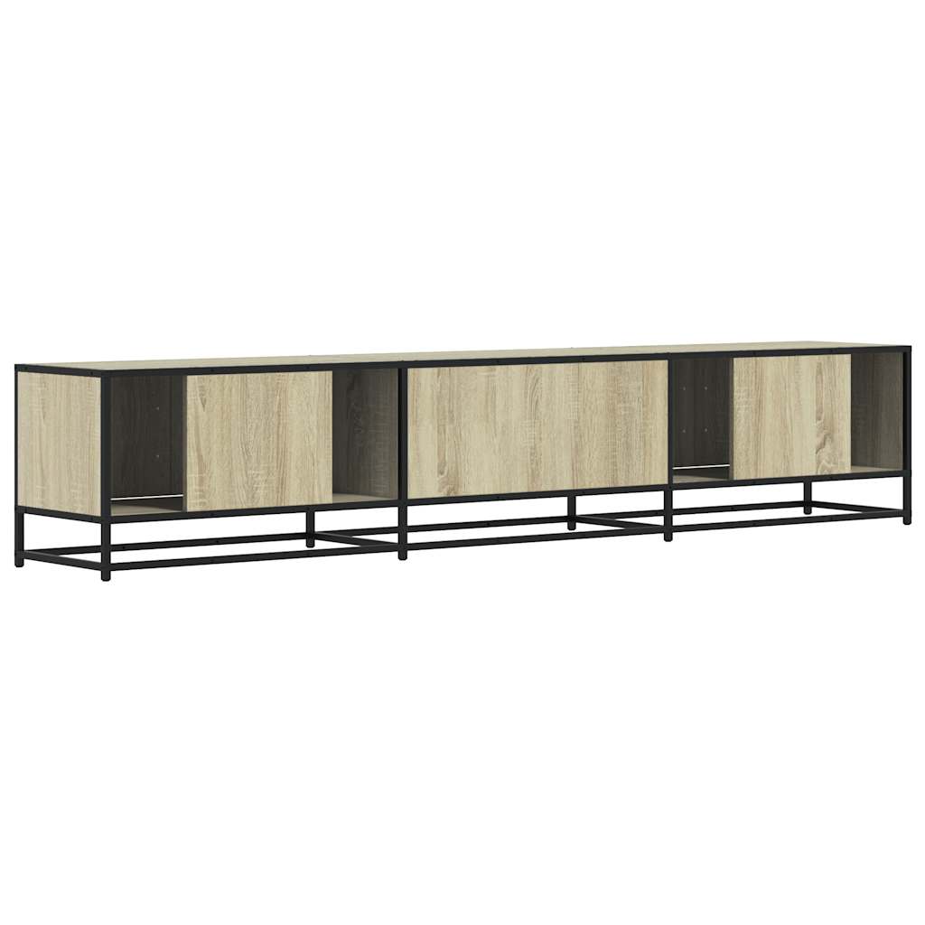 Industrial Wooden 82 Inch TV Tele Stand Unit Cabinet With Doors & Open Storage Shelf