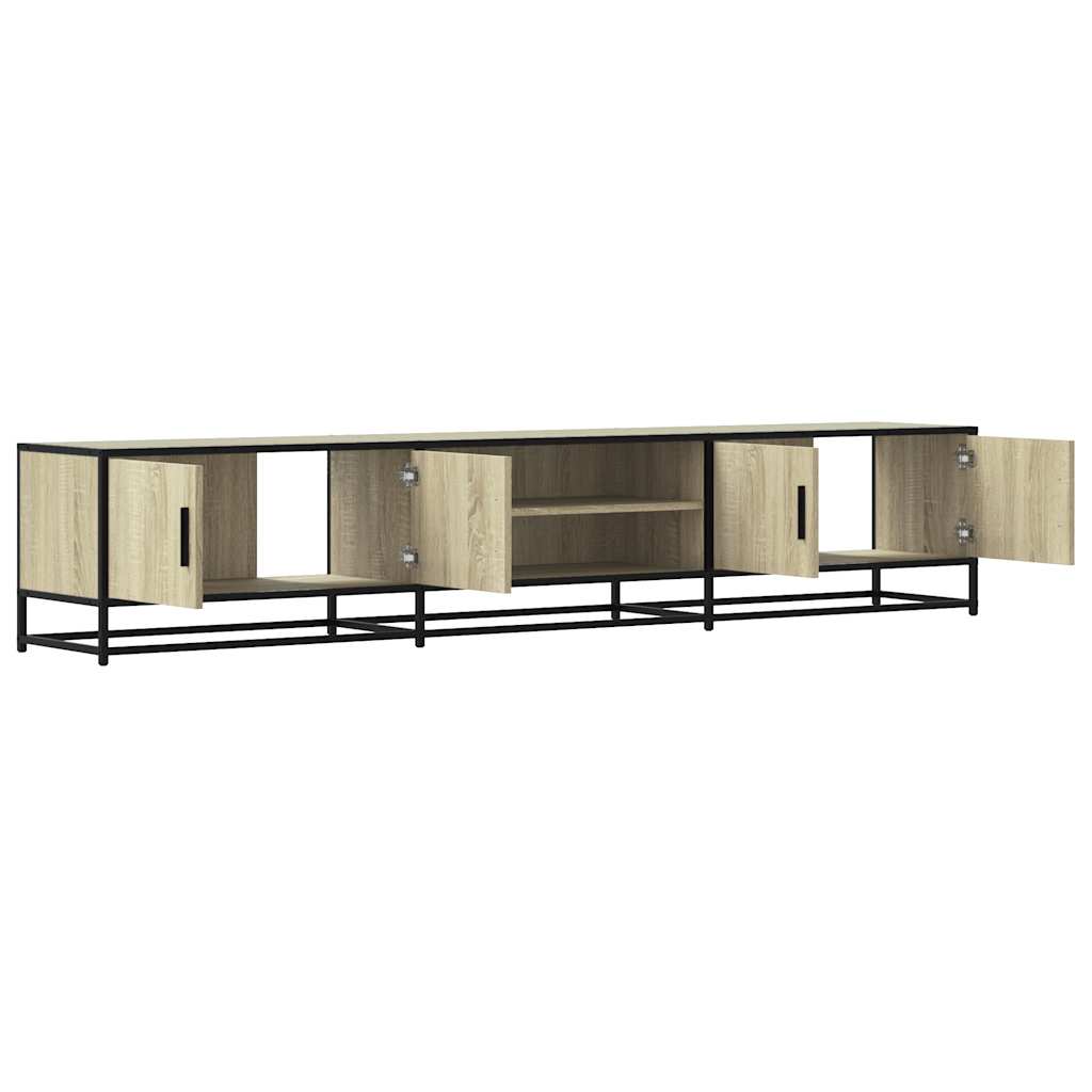 Industrial Wooden 82 Inch TV Tele Stand Unit Cabinet With Doors & Open Storage Shelf