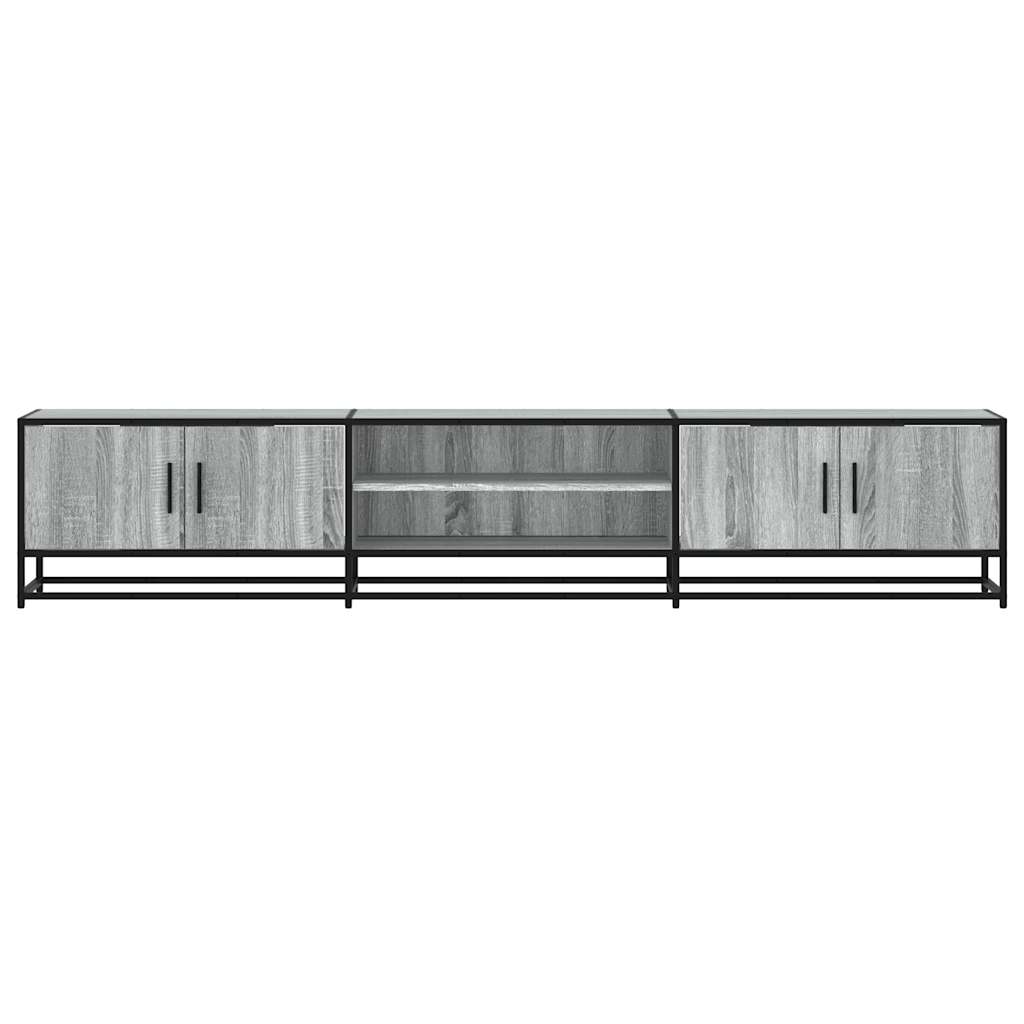 Industrial Wooden 82 Inch TV Tele Stand Unit Cabinet With Doors & Open Storage Shelf