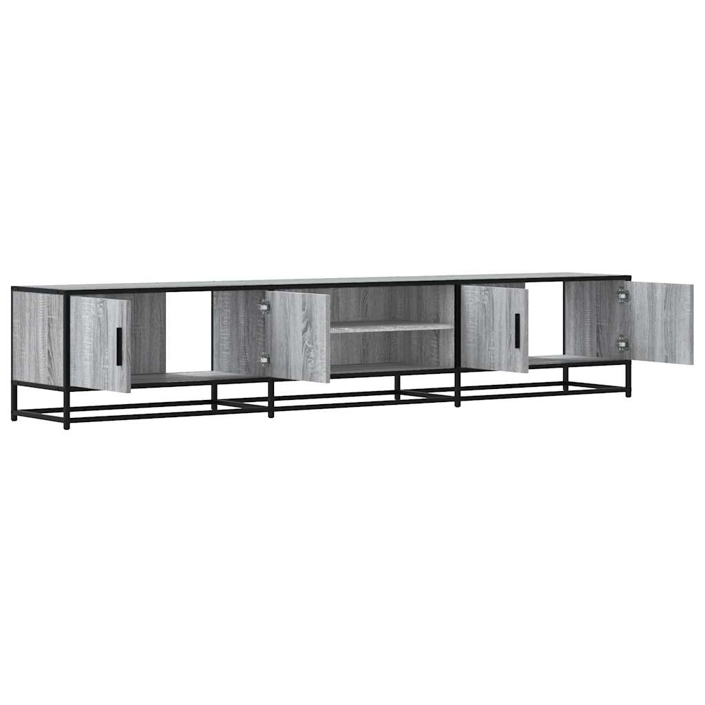 Industrial Wooden 82 Inch TV Tele Stand Unit Cabinet With Doors & Open Storage Shelf